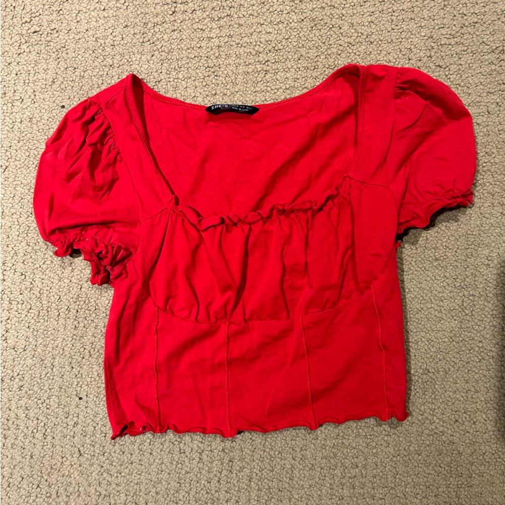 Red cropped shirt